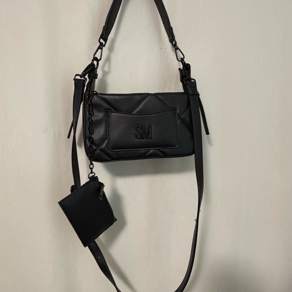 Steve Madden Quilted Black Crossbody Bag with Coin Pouch - Picture 12 of 13